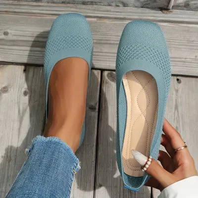Slip-ons met vierkante neus en effen kleur mesh