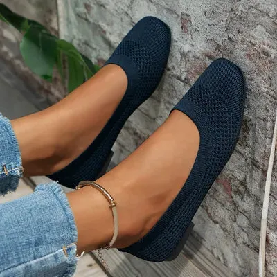 Slip-ons met vierkante neus en effen kleur mesh