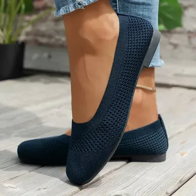 Slip-ons met vierkante neus en effen kleur mesh