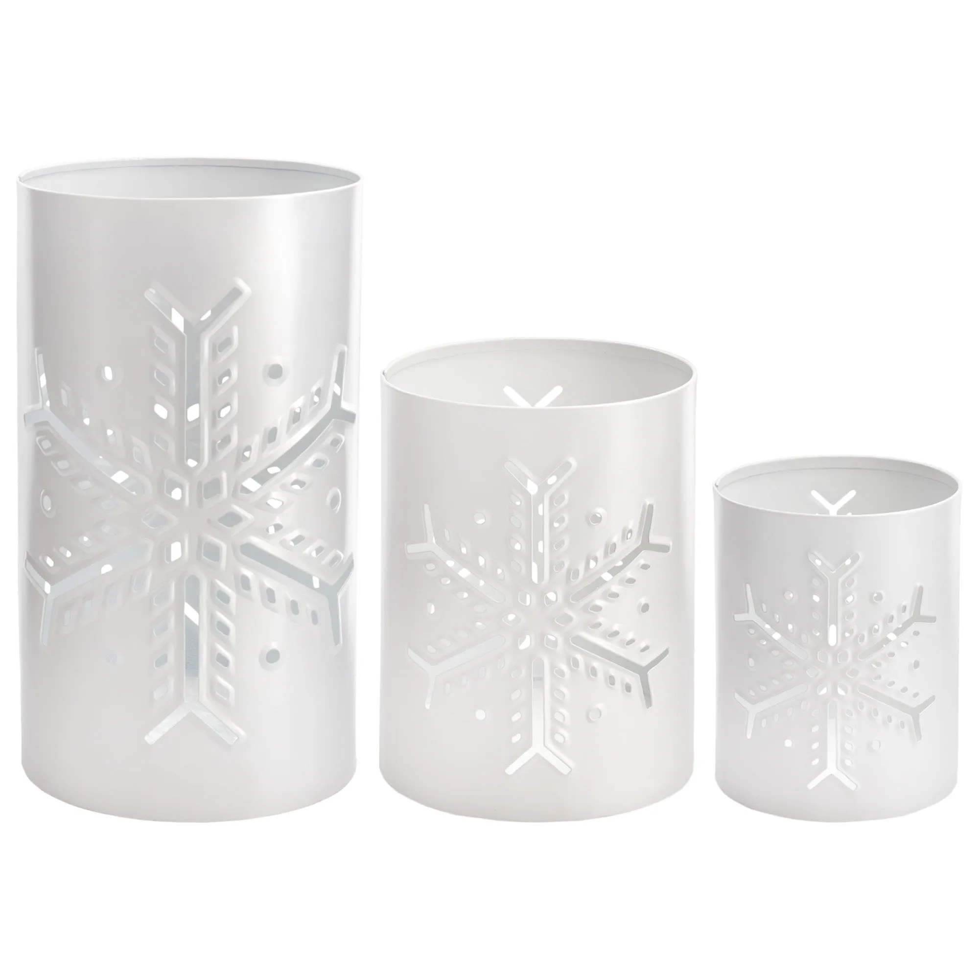 Snowflake Candle Lanterns for Pillar Candles (Set of 3)
