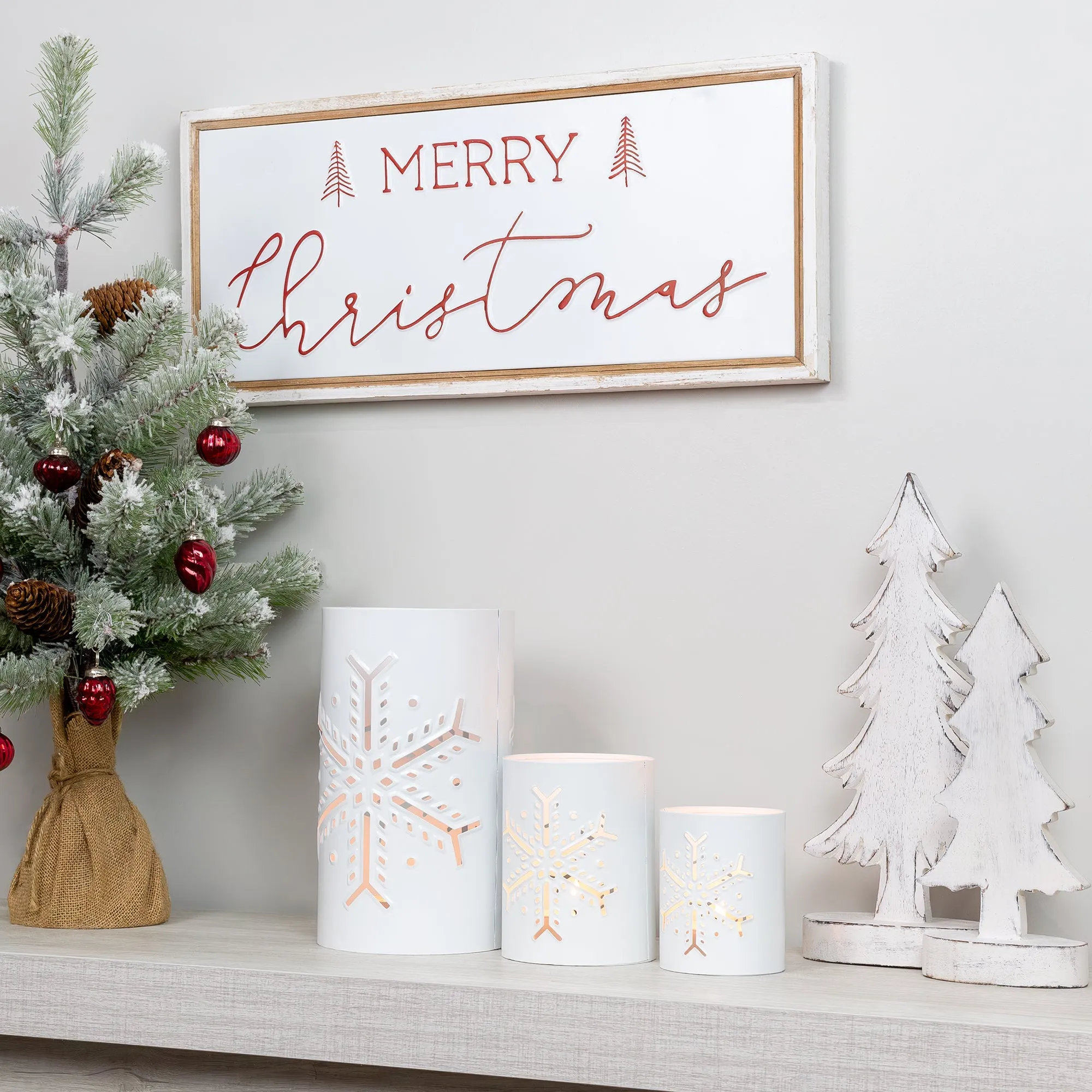 Snowflake Candle Lanterns for Pillar Candles (Set of 3)