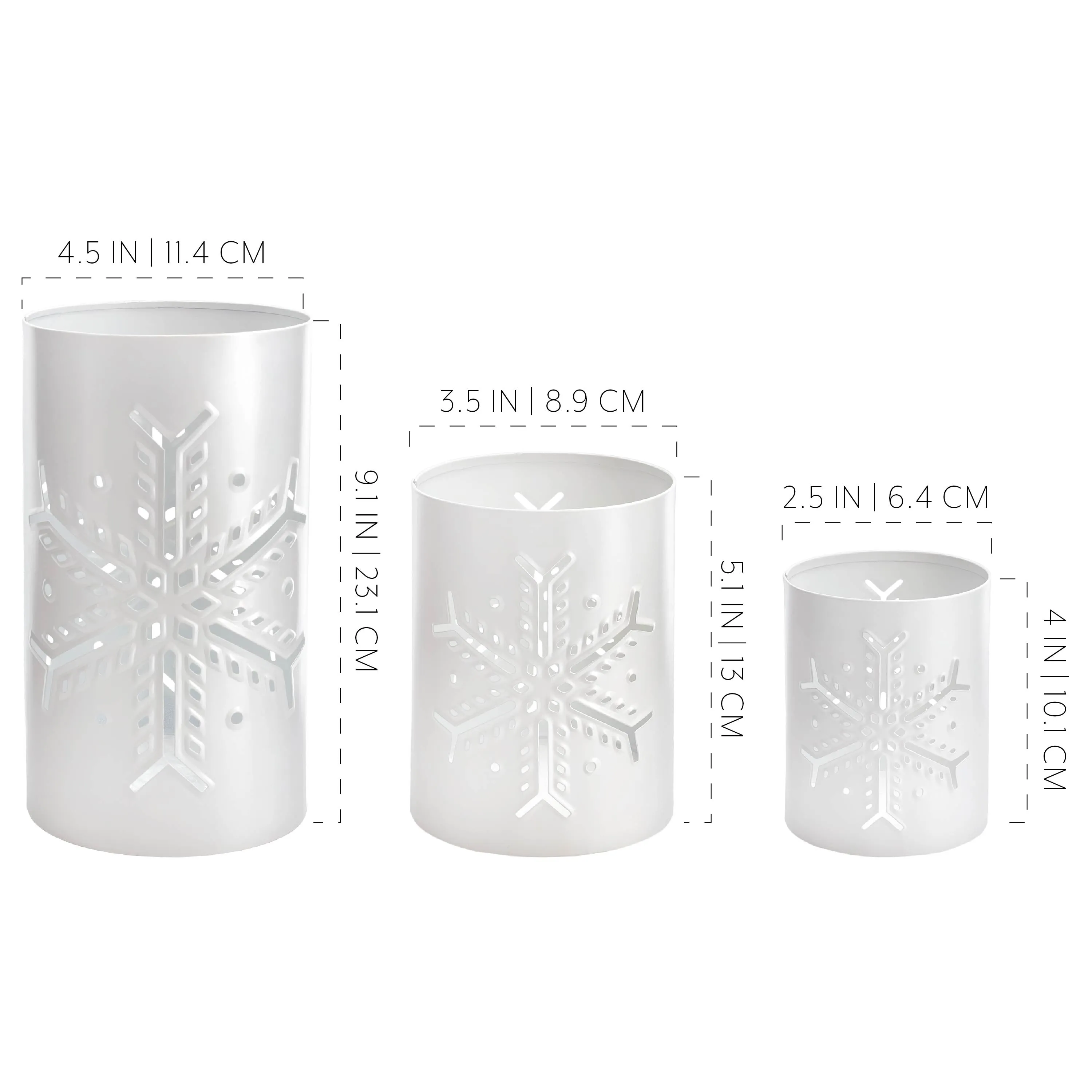 Snowflake Candle Lanterns for Pillar Candles (Set of 3)