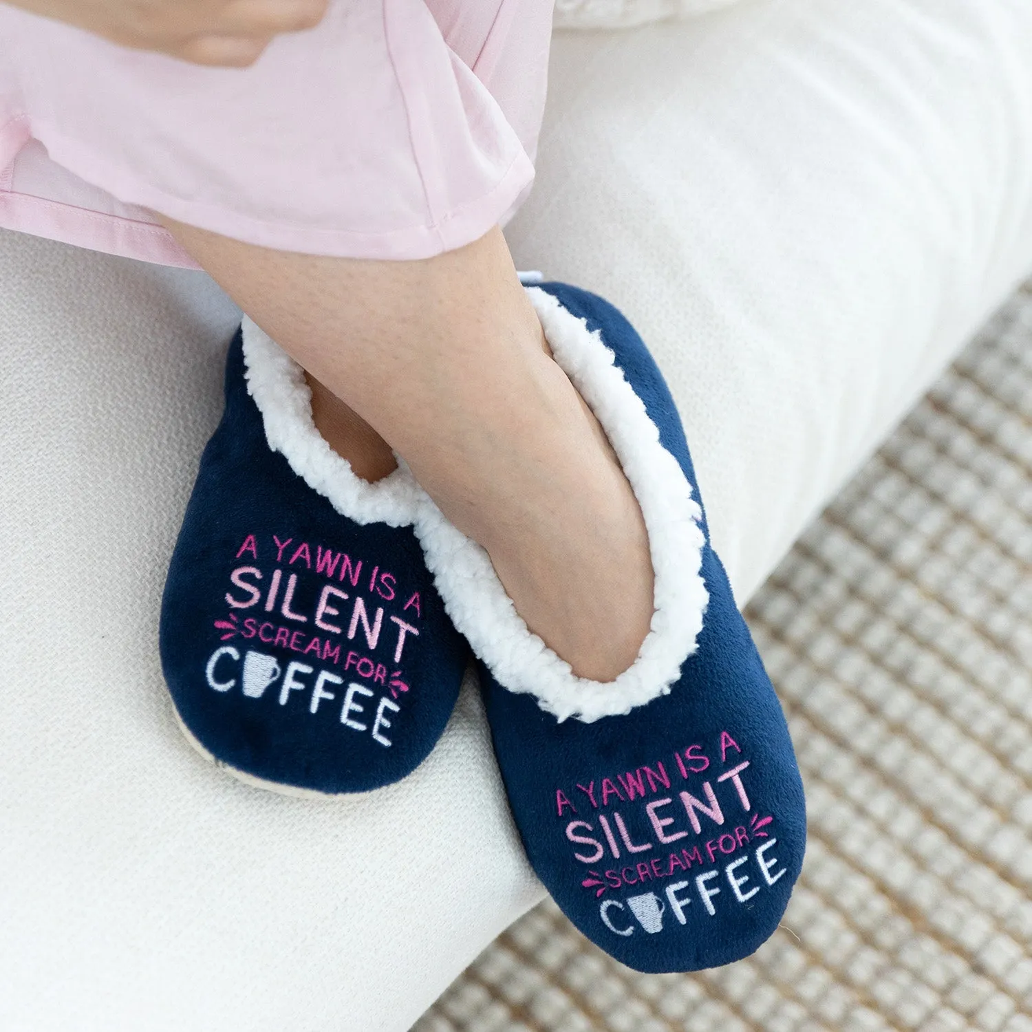 SnuggUps® Cosy Women's Slippers ~ A Yawn Is a Silent Scream For Coffee