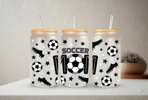 Soccer Mom | 20 oz Glass Libbey with Bamboo Lid & Straw