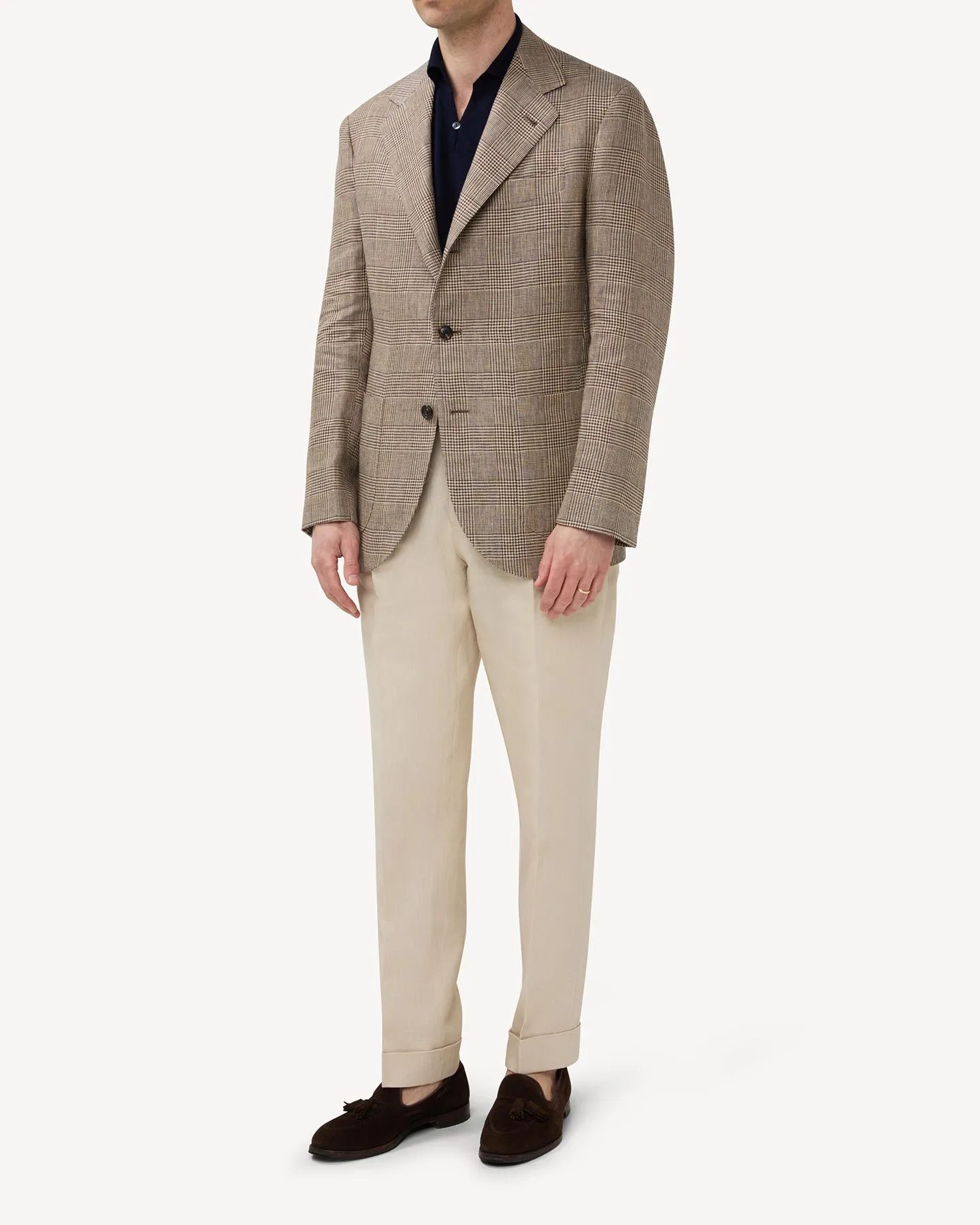 Sport Coat Brown Prince of Wales Linen