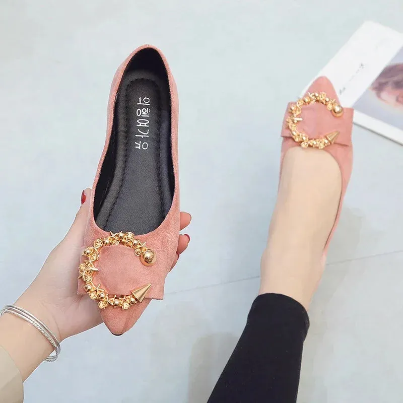 Spring/Autumn Casual Fashion Pointed Toe Comfortable Non-Slip Wear-Resistant Simple Flat Walking Shoes for Women