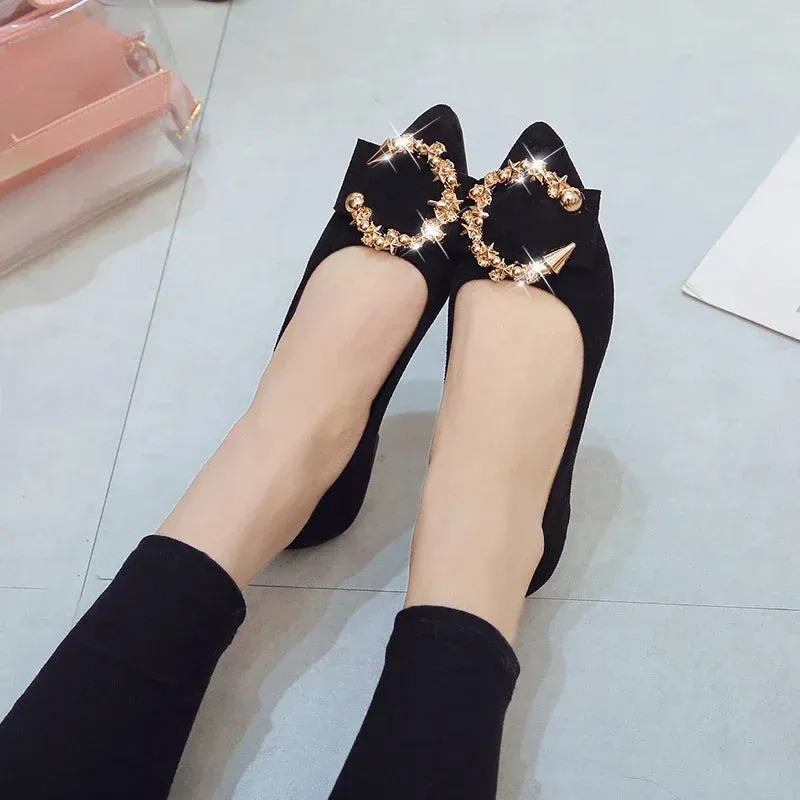 Spring/Autumn Casual Fashion Pointed Toe Comfortable Non-Slip Wear-Resistant Simple Flat Walking Shoes for Women