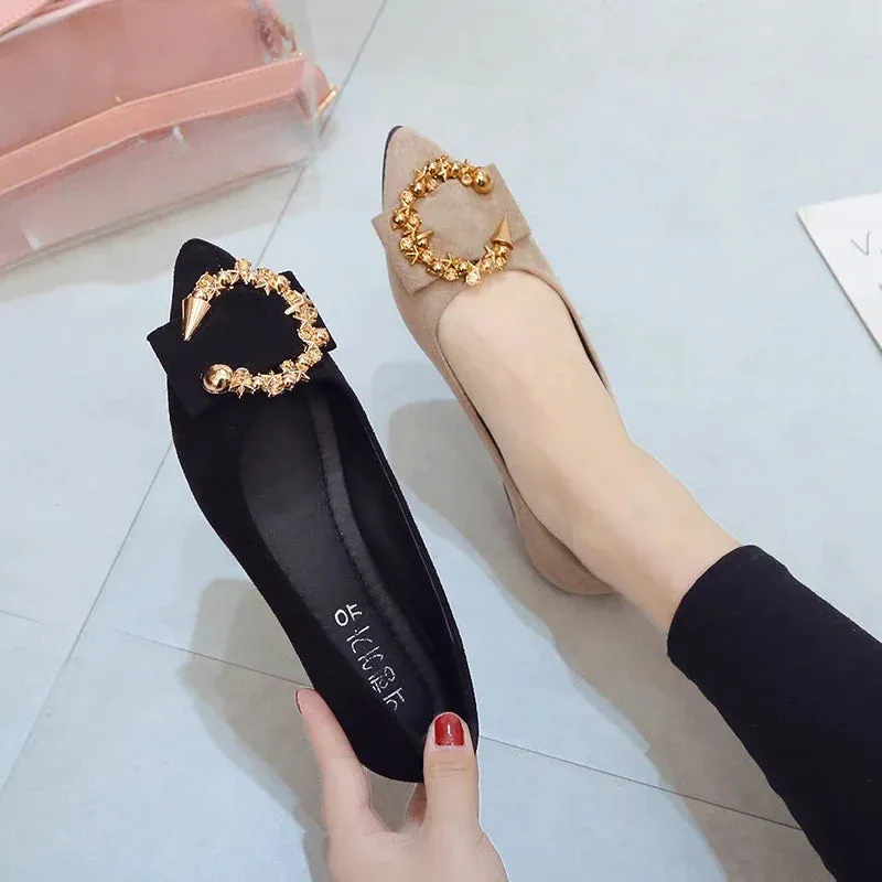 Spring/Autumn Casual Fashion Pointed Toe Comfortable Non-Slip Wear-Resistant Simple Flat Walking Shoes for Women