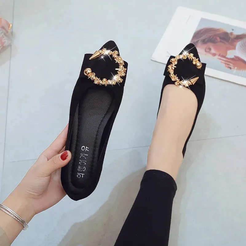 Spring/Autumn Casual Fashion Pointed Toe Comfortable Non-Slip Wear-Resistant Simple Flat Walking Shoes for Women