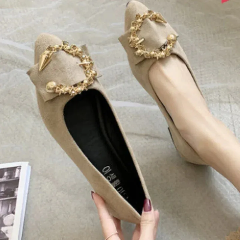 Spring/Autumn Casual Fashion Pointed Toe Comfortable Non-Slip Wear-Resistant Simple Flat Walking Shoes for Women