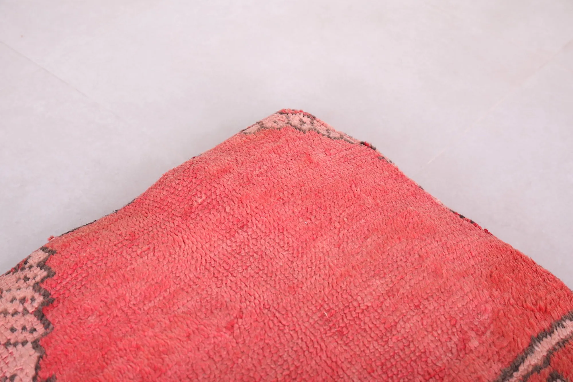 Square Moroccan Pouf handmade old red pouf