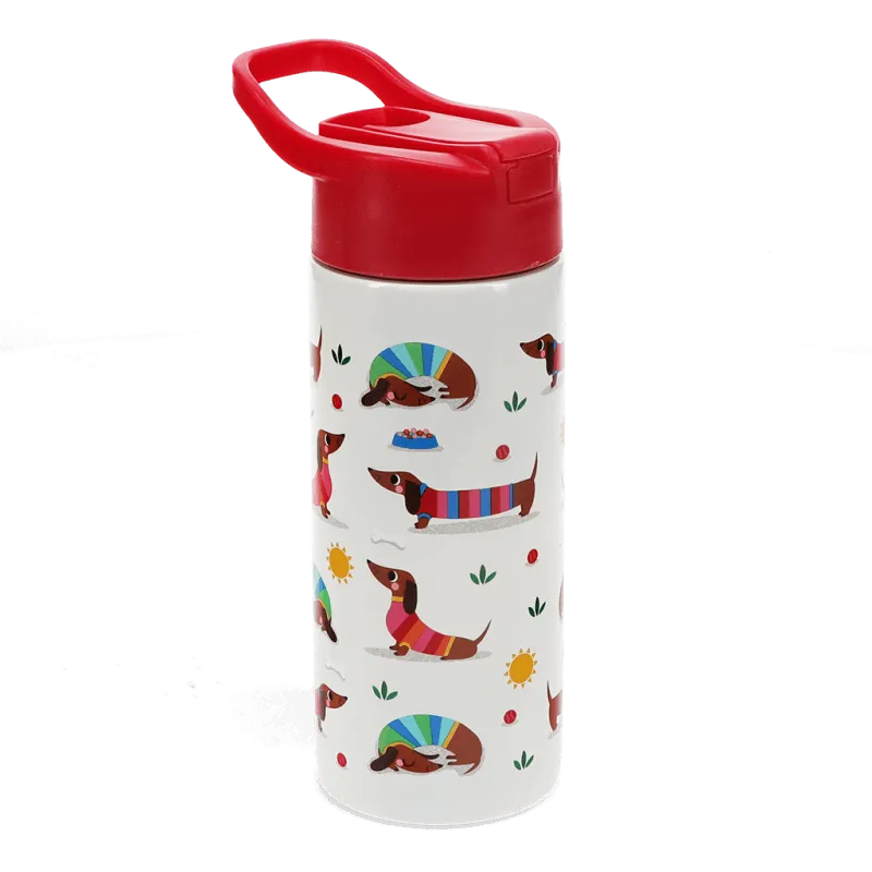 Stainless Steel Kids Water Bottle 500ml - Sunny Sausage Dog