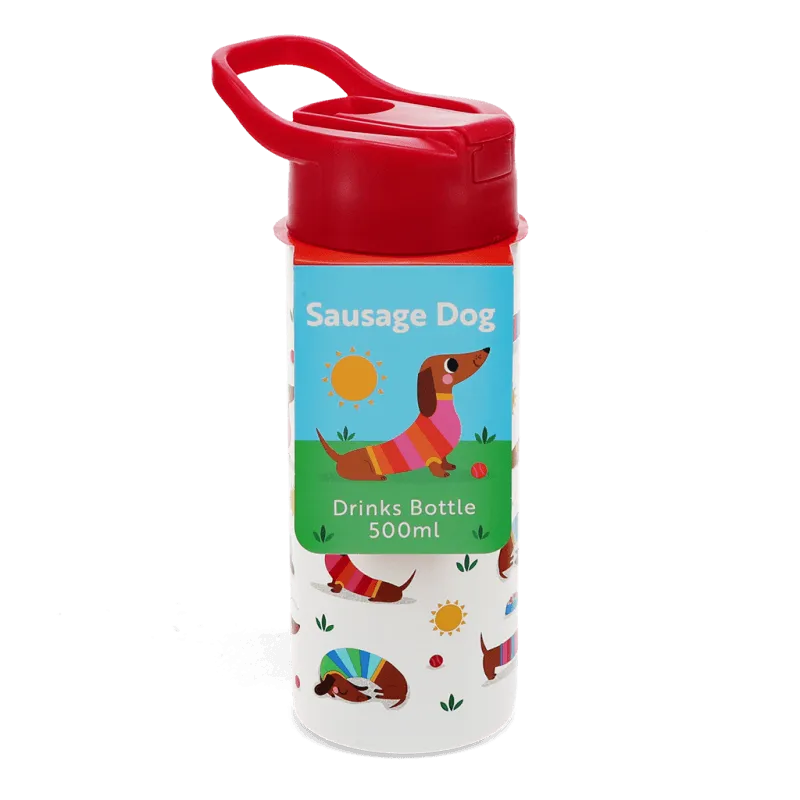 Stainless Steel Kids Water Bottle 500ml - Sunny Sausage Dog