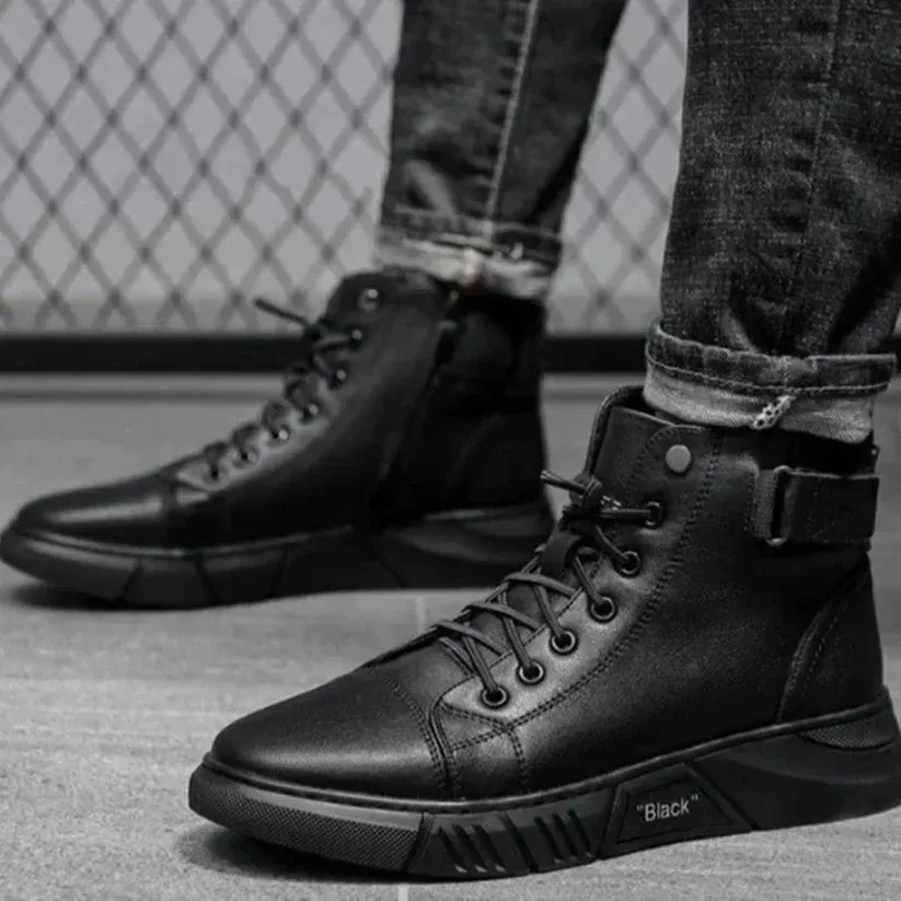 Stylish, warm black men's boots by Walter