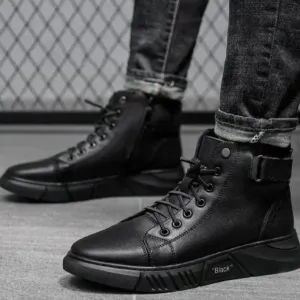 Stylish, warm black men's boots by Walter
