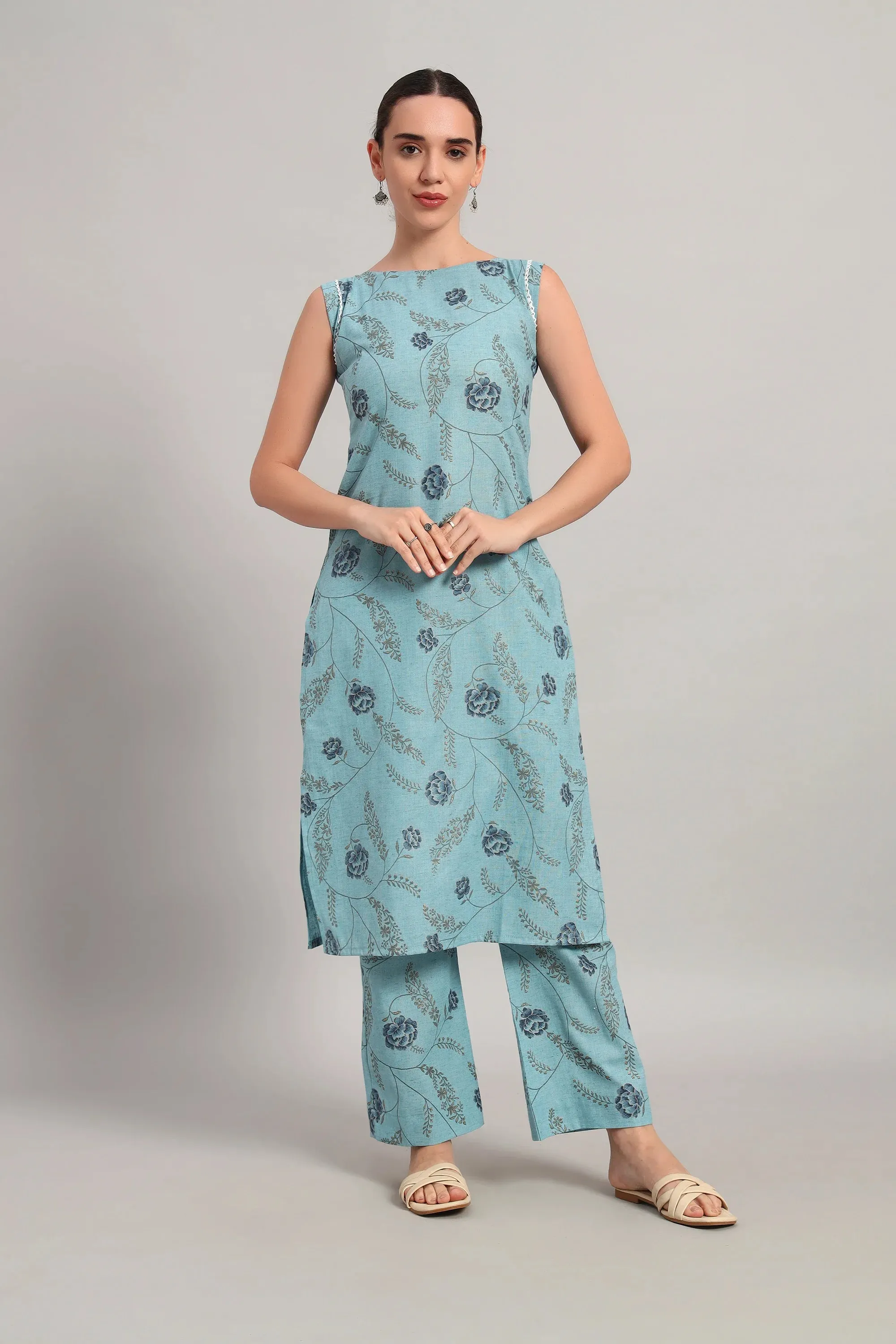 Subah Se Shaam Kurta Set, Sky Blue Prints