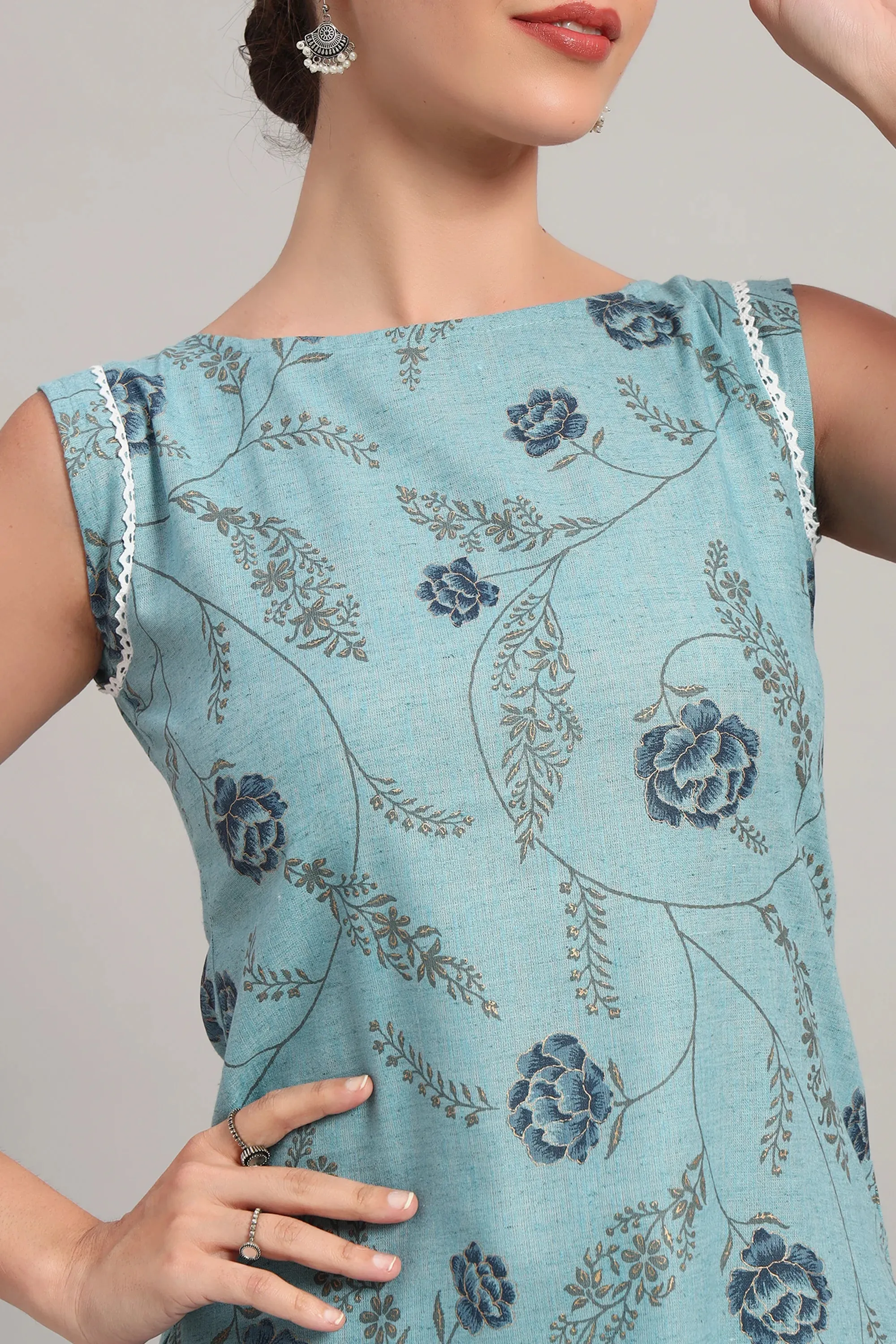Subah Se Shaam Kurta Set, Sky Blue Prints