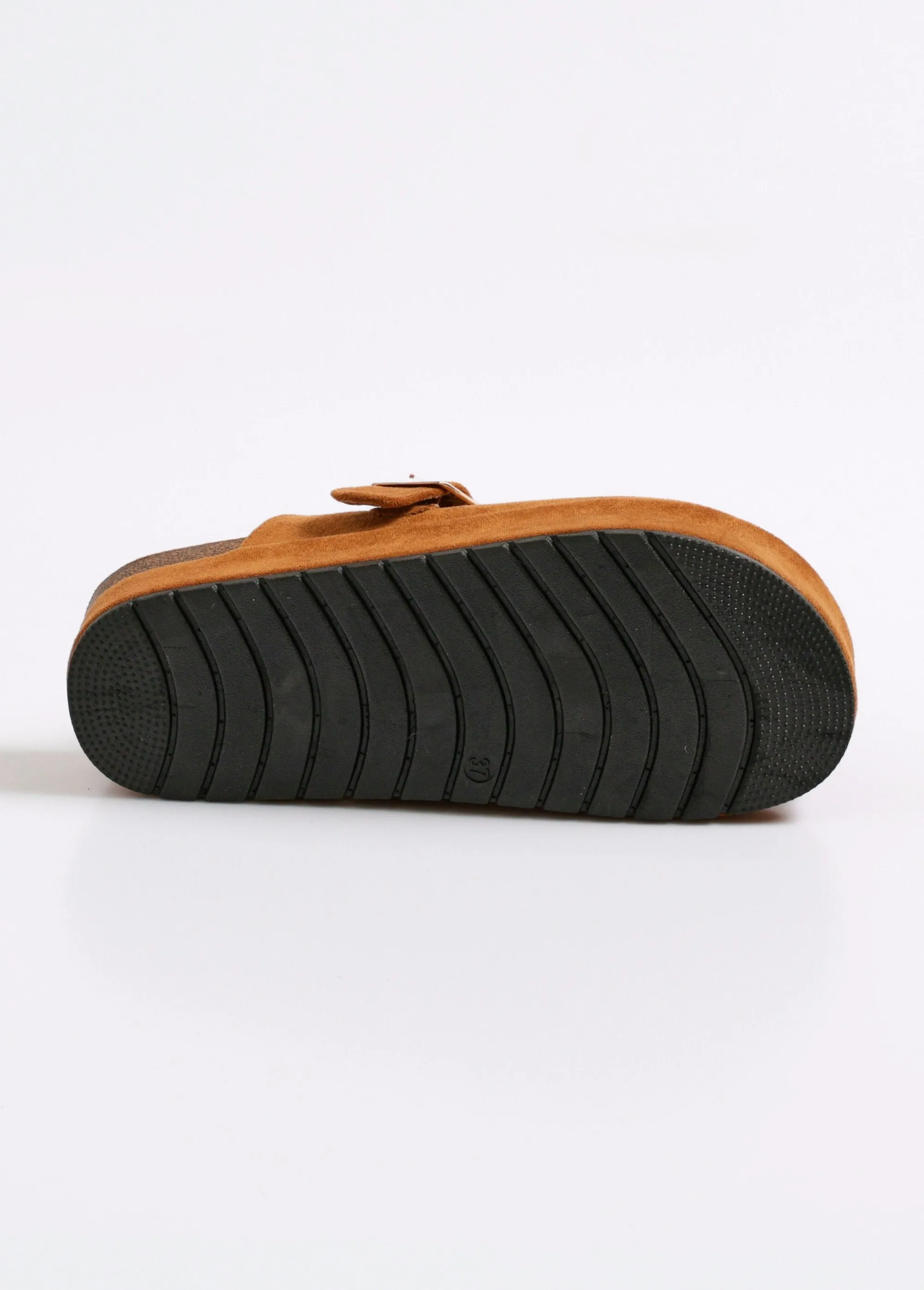 Suede wedge mules with buckle