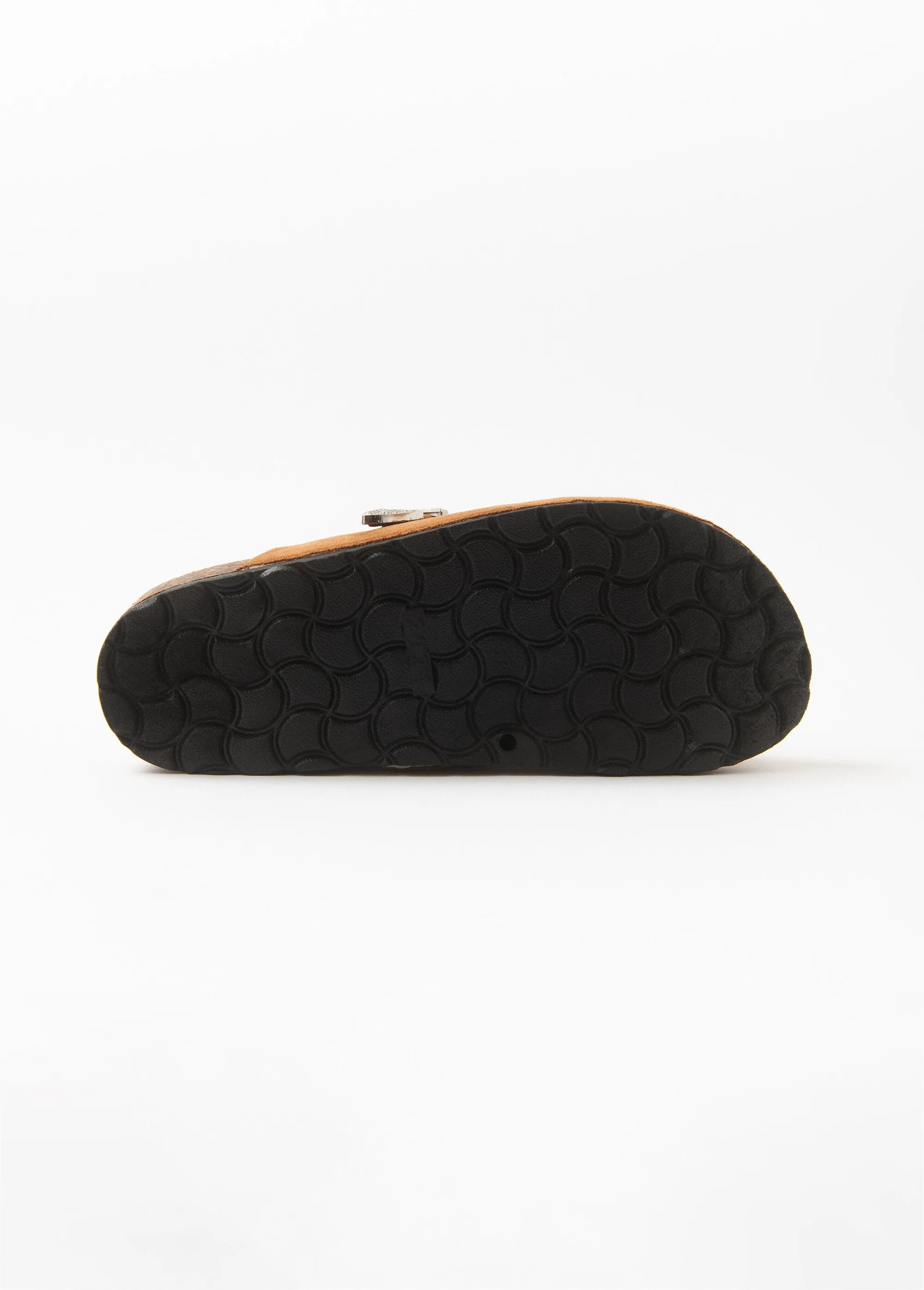 Suedette clog mules with buckle