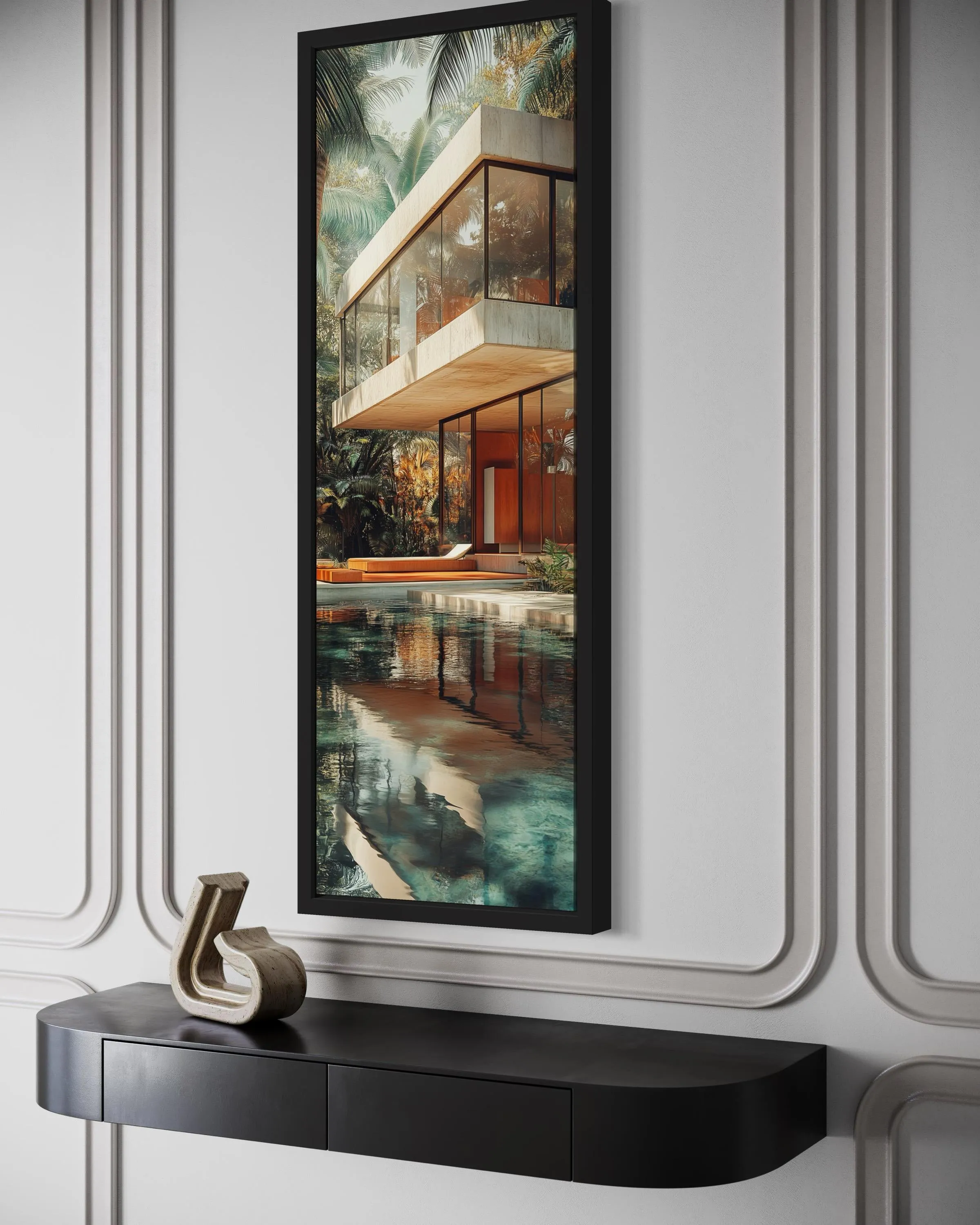Tall VerticalMid-Century Modern  Architecture Canvas Wall Art