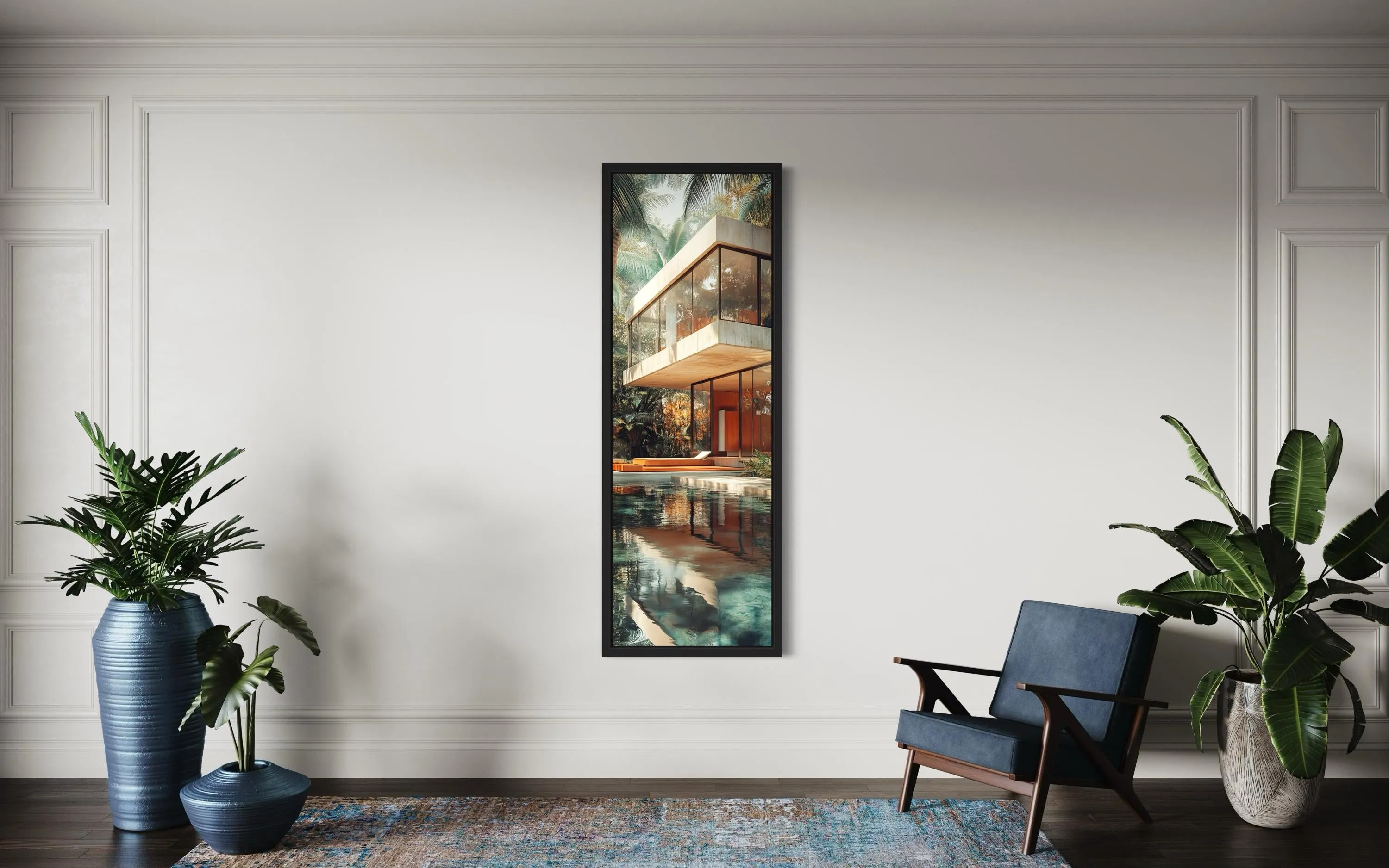 Tall VerticalMid-Century Modern  Architecture Canvas Wall Art