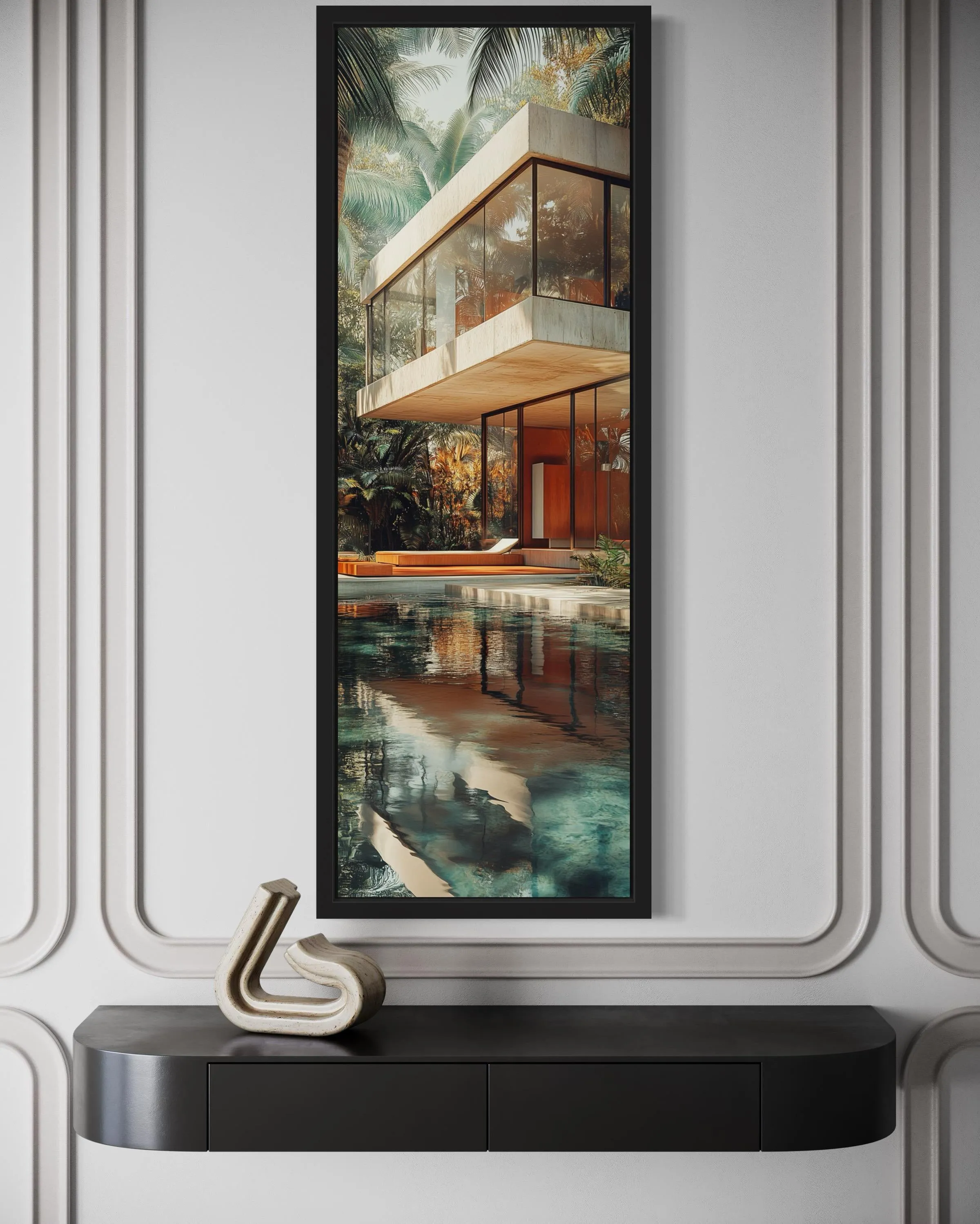 Tall VerticalMid-Century Modern  Architecture Canvas Wall Art