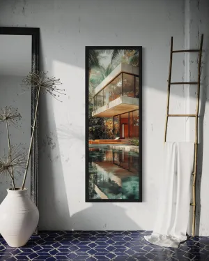 Tall VerticalMid-Century Modern  Architecture Canvas Wall Art