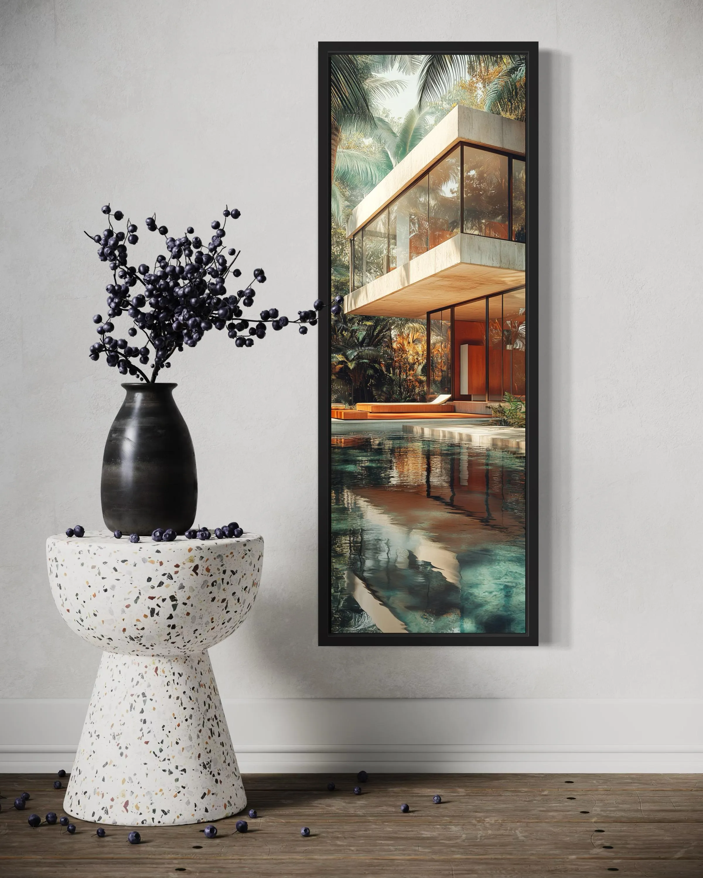 Tall VerticalMid-Century Modern  Architecture Canvas Wall Art