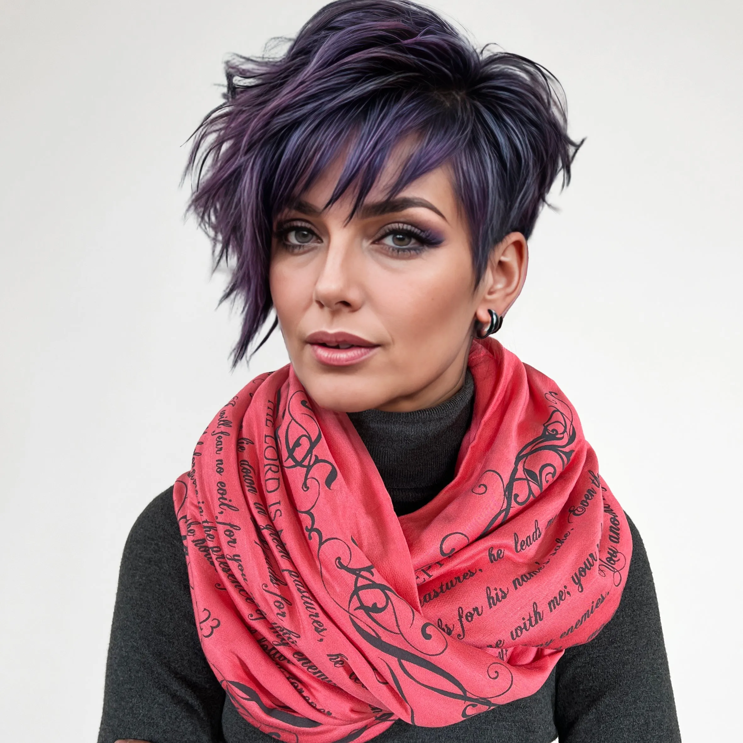 The BIBLE book scarf  PSALM 23 Coral Color