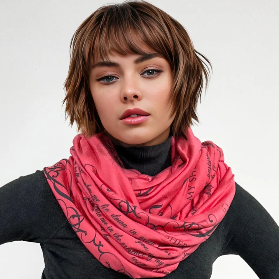 The BIBLE book scarf  PSALM 23 Coral Color