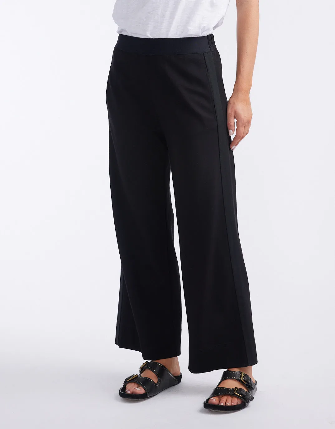 Timeless 7/8 Ponte Pant - Black/Black Stripe