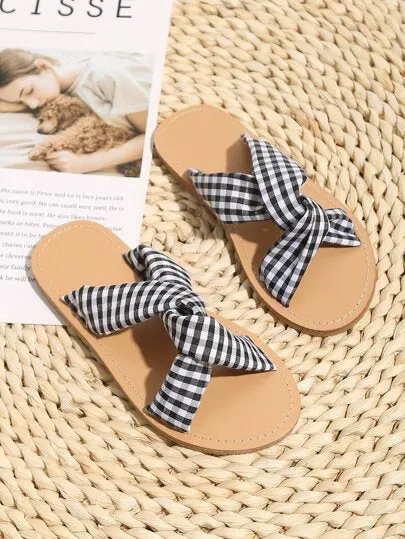 Toddler Girls  Plaid pattern Houndstooth Twist Slides- FDs