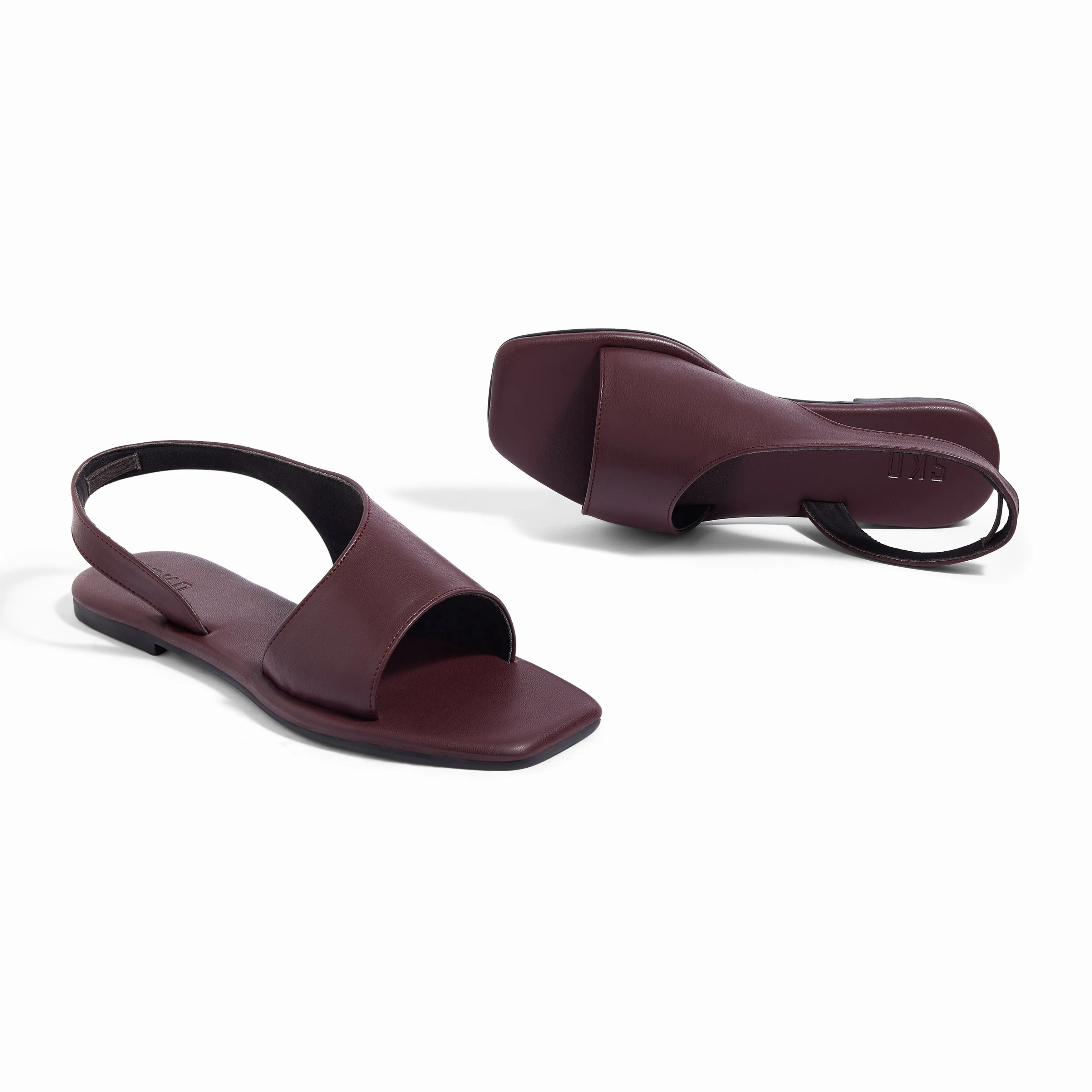 Turin Maroon Flat Sandals For Women