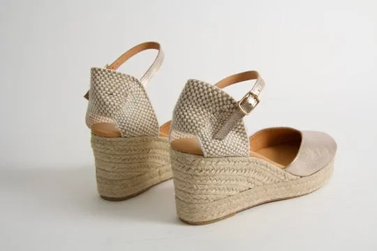 Victoria Gold Wedge Espadrilles