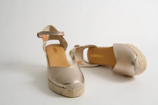 Victoria Gold Wedge Espadrilles