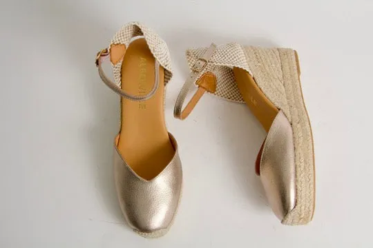 Victoria Gold Wedge Espadrilles