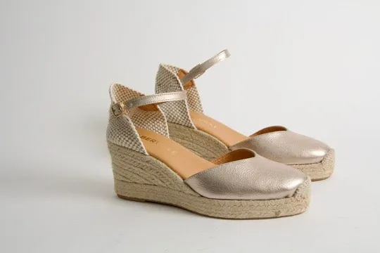 Victoria Gold Wedge Espadrilles