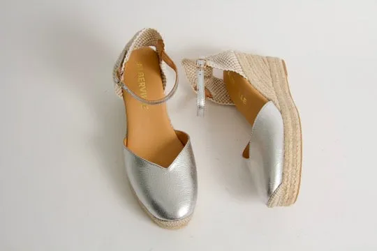 Victoria Silver Wedge Espadrilles