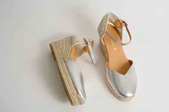 Victoria Silver Wedge Espadrilles