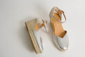 Victoria Silver Wedge Espadrilles