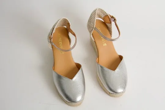 Victoria Silver Wedge Espadrilles