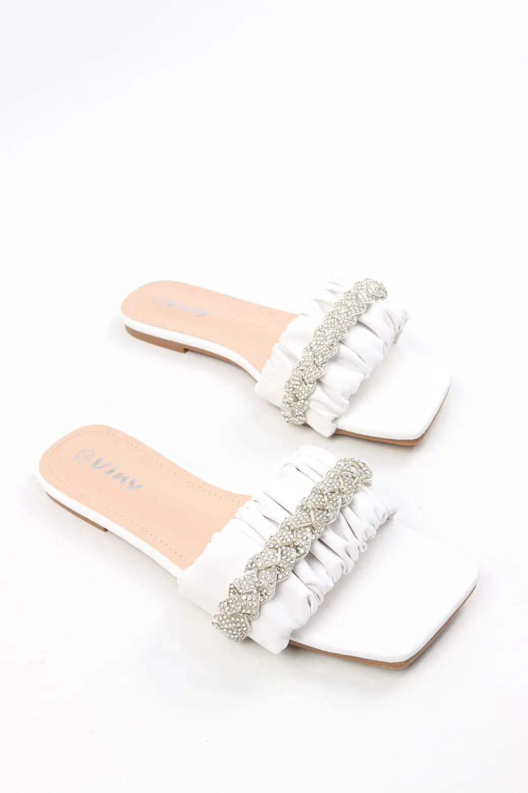 Viny - Women's Scrunchie Diamond Embellished Flats