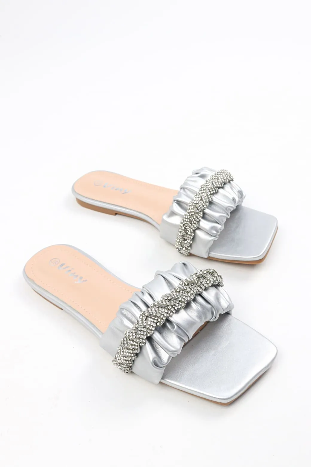 Viny - Women's Scrunchie Diamond Embellished Flats