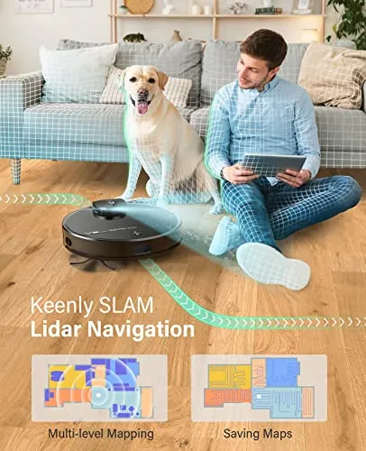 VIOMI V3 Max Robot Vacuum and Mop, 3 in 1, 300mins, 5200mAh, 2700Pa, Lidar Navigation Robotic Vacuum Cleaner, Smart Mapping, Self-Charge, 2.4G WiFi, Work with Alexa/Google, for Carpets and Pets
