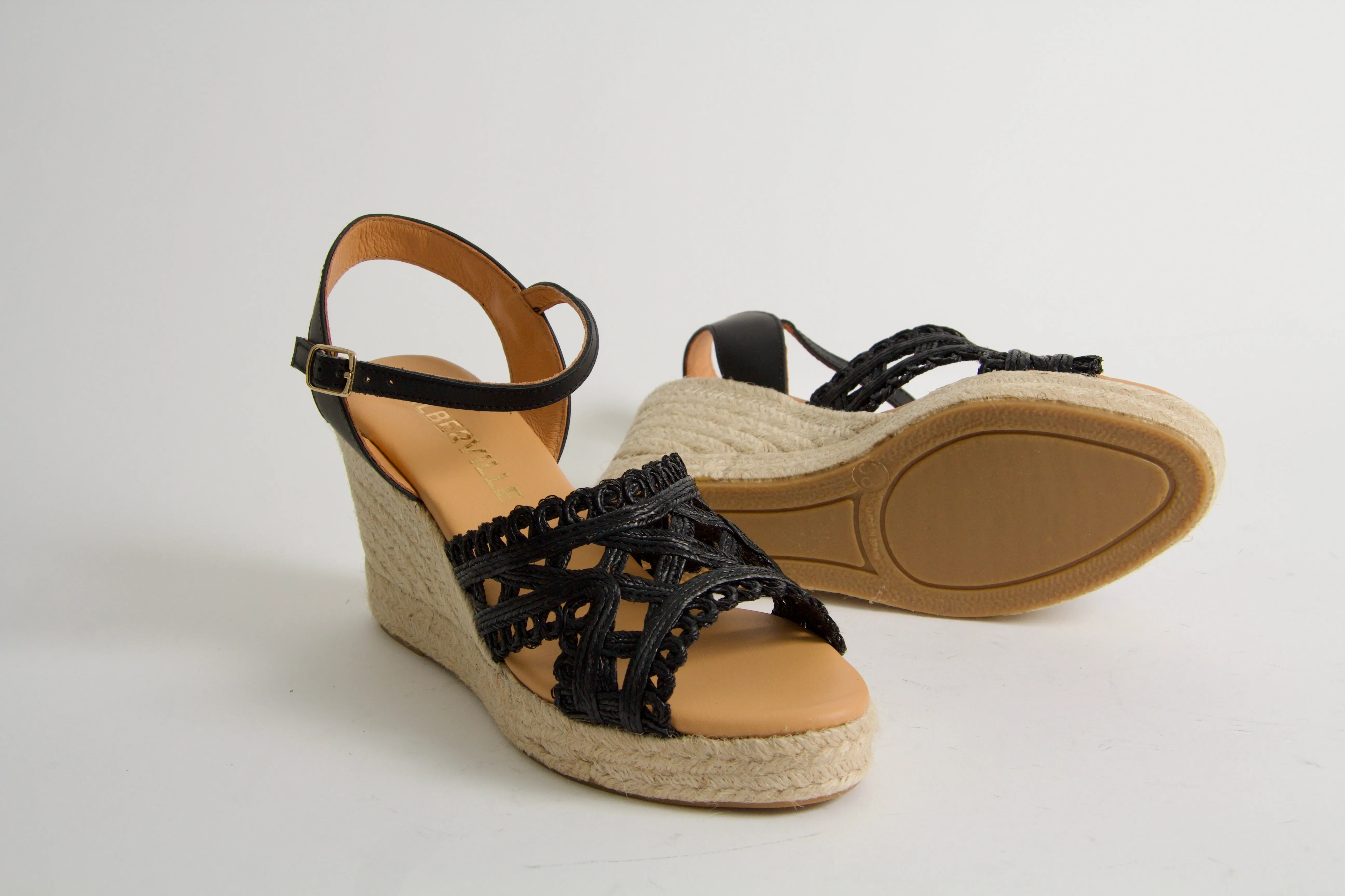 Viveca Black Wedge Espadrilles