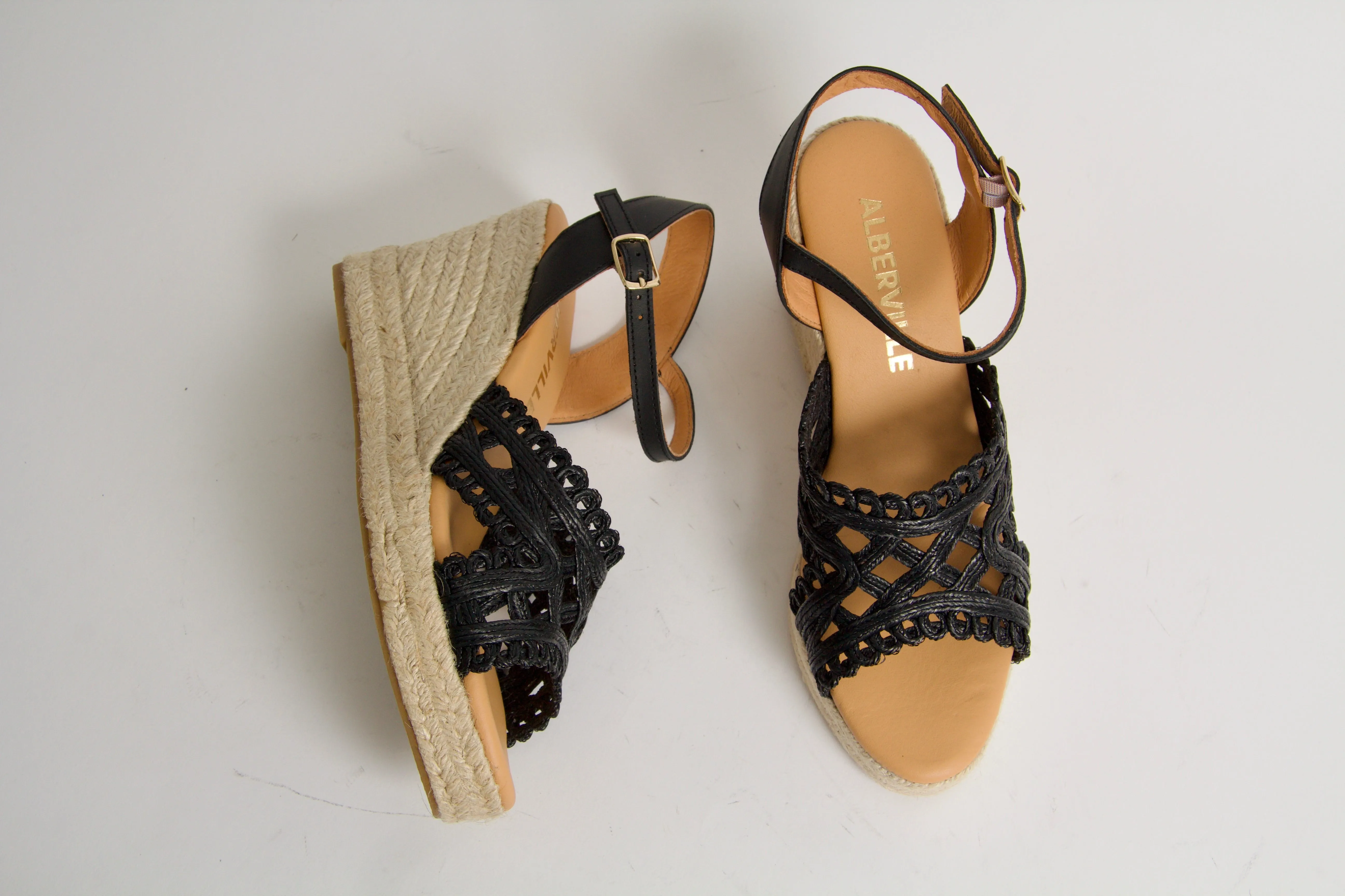 Viveca Black Wedge Espadrilles