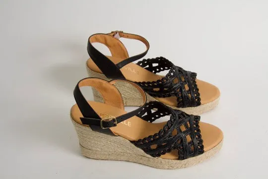 Viveca Black Wedge Espadrilles
