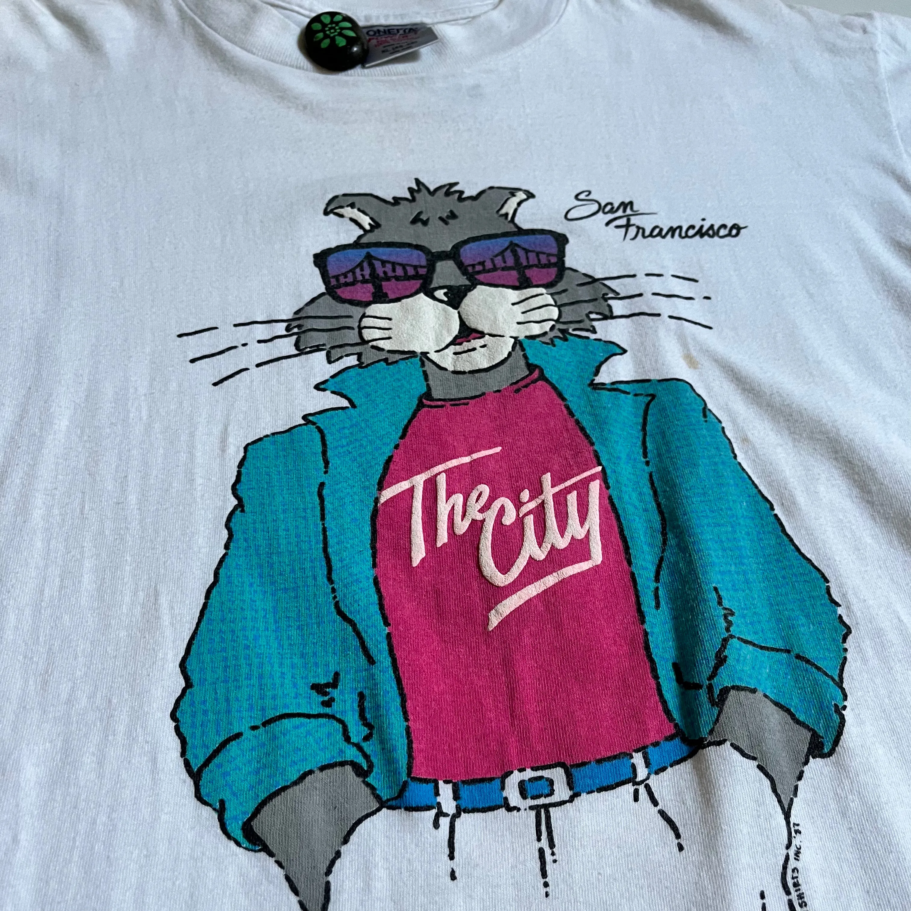 VTG Oneita '87 'The City' Cool Cat Tee - White