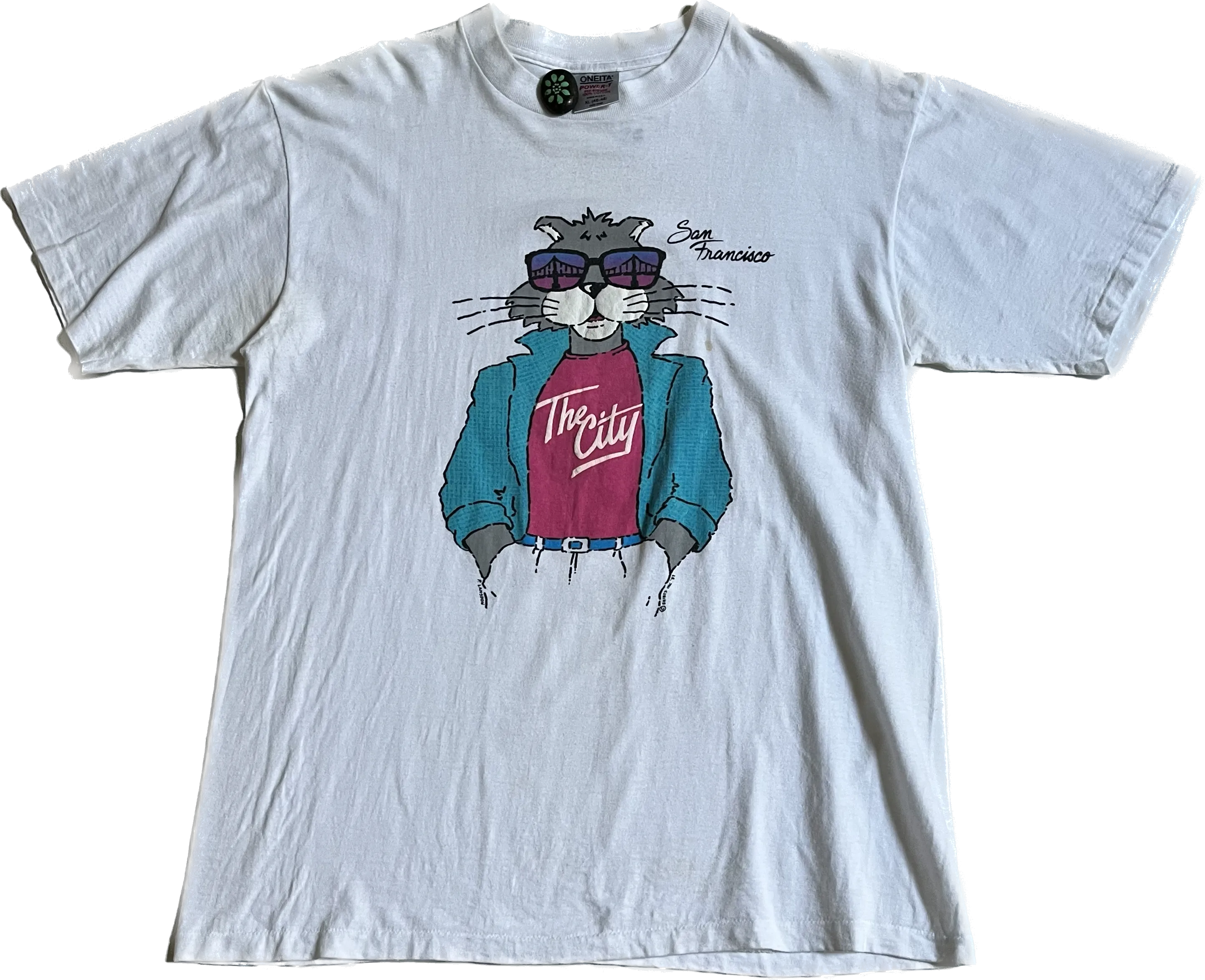 VTG Oneita '87 'The City' Cool Cat Tee - White