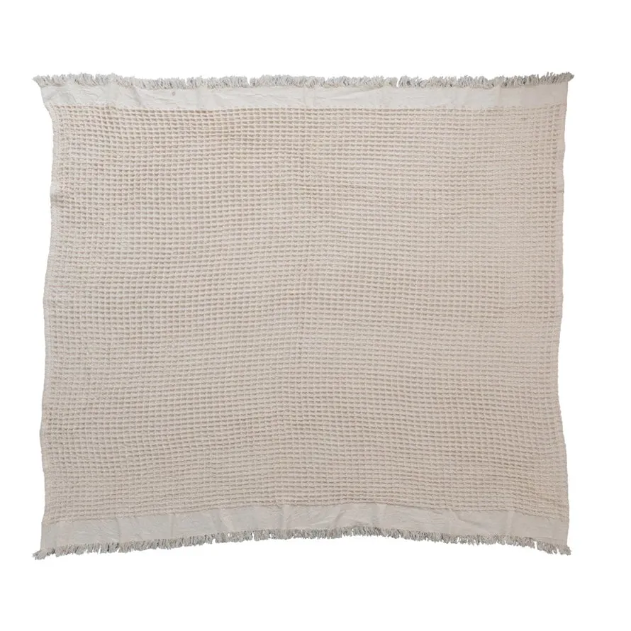 Waffle Weave Throw w/ Fringe